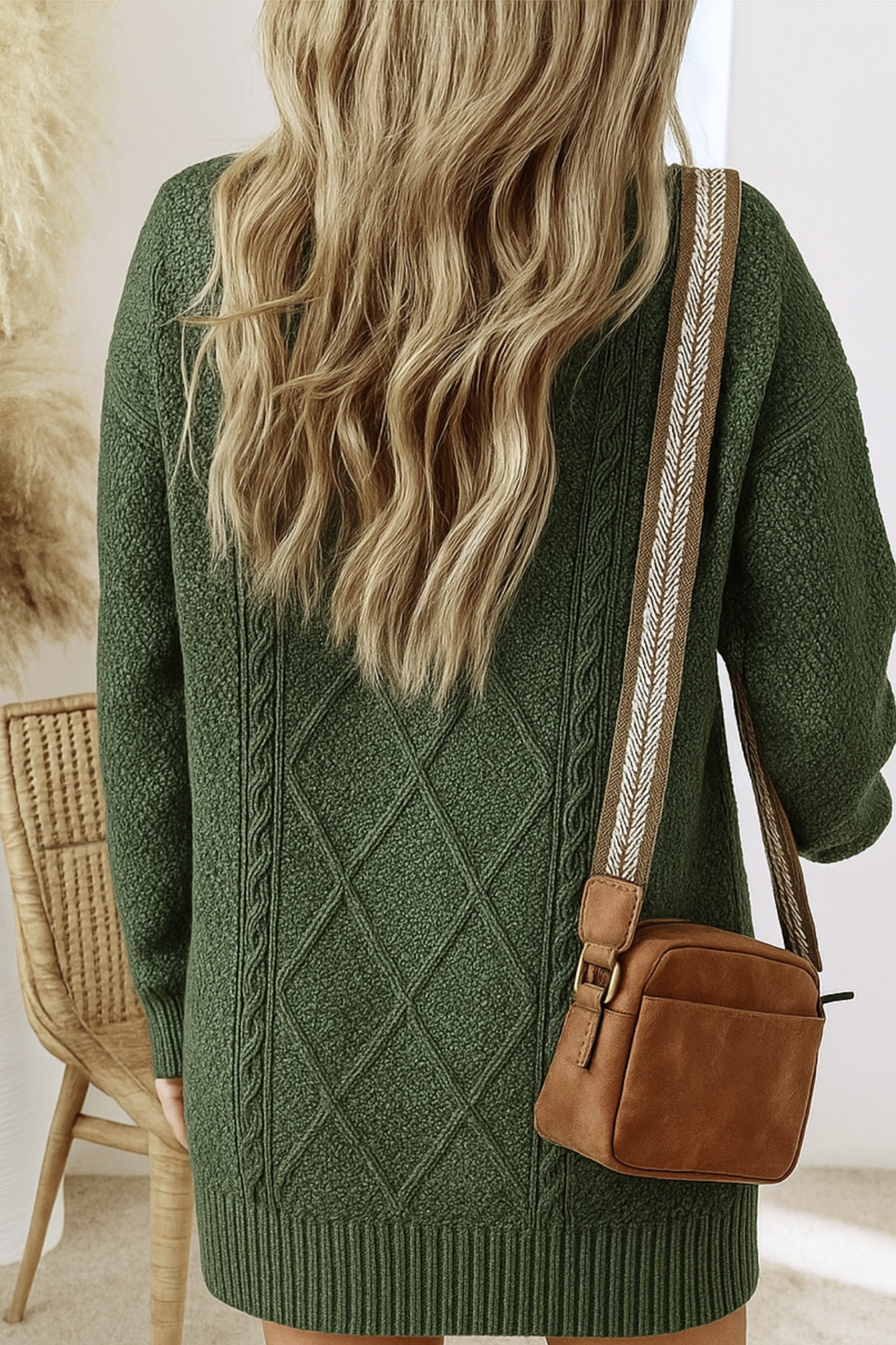 Juna Cozy Cable-Knit Oversized Sweater Dress for Fall