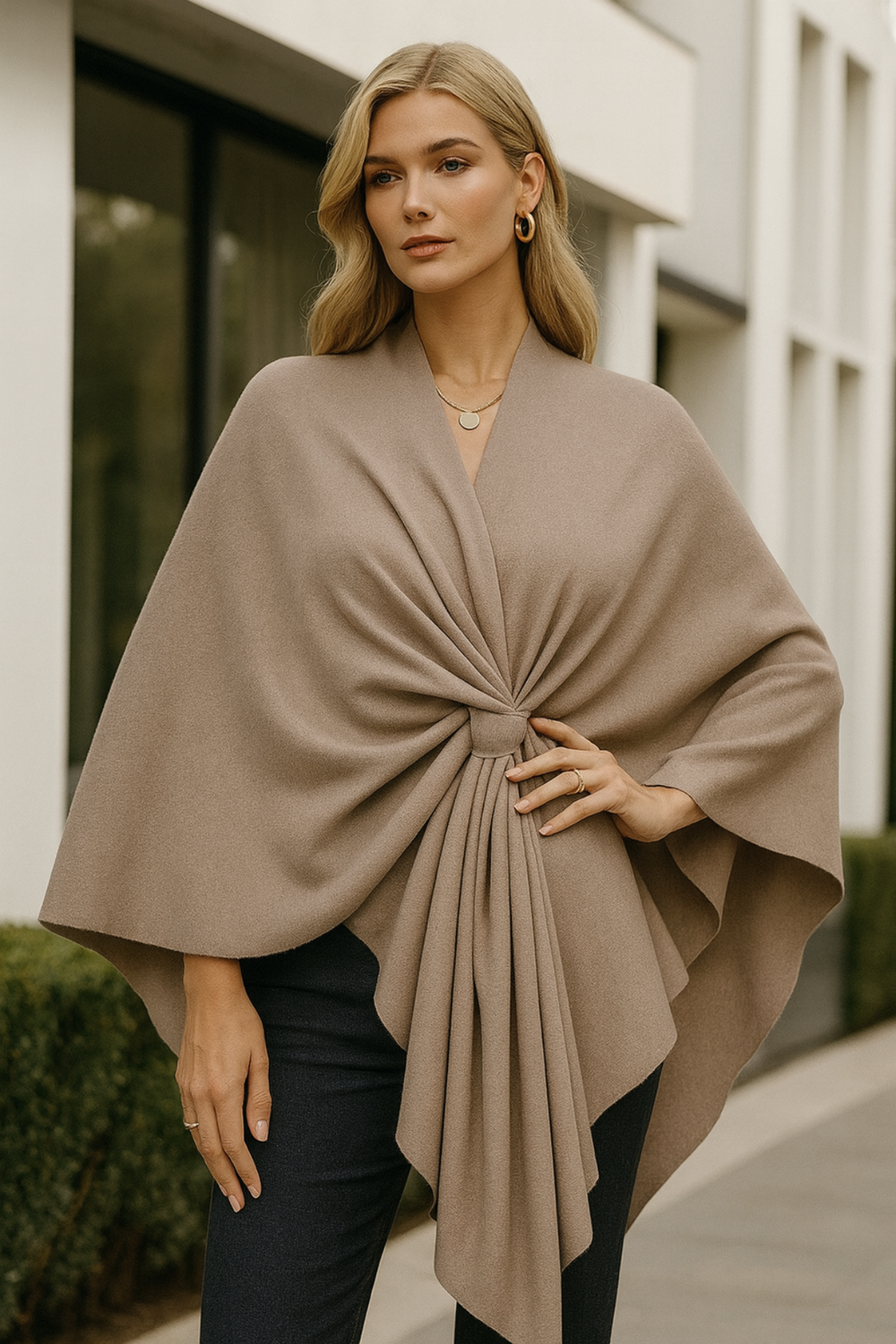Yvonne Draped Knot Poncho