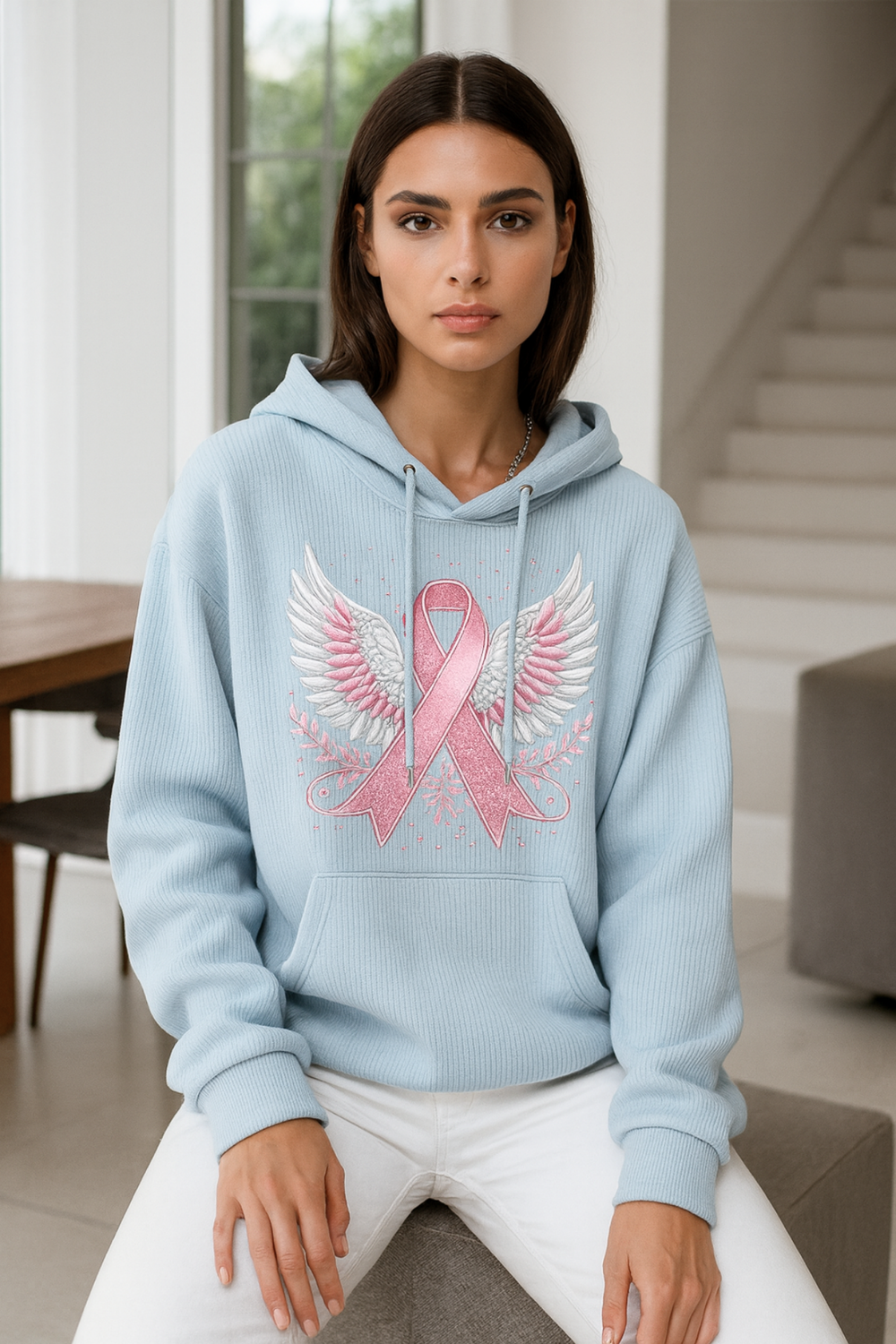 Briana Breast Cancer Awareness Ribbon Sweater