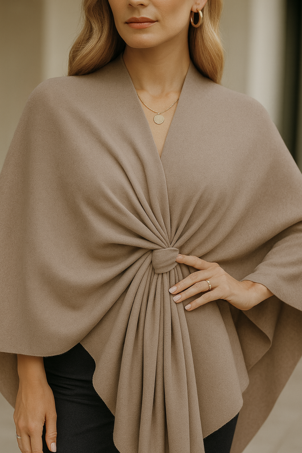 Yvonne Draped Knot Poncho