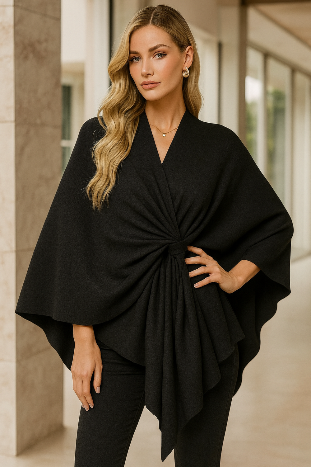 Yvonne Draped Knot Poncho