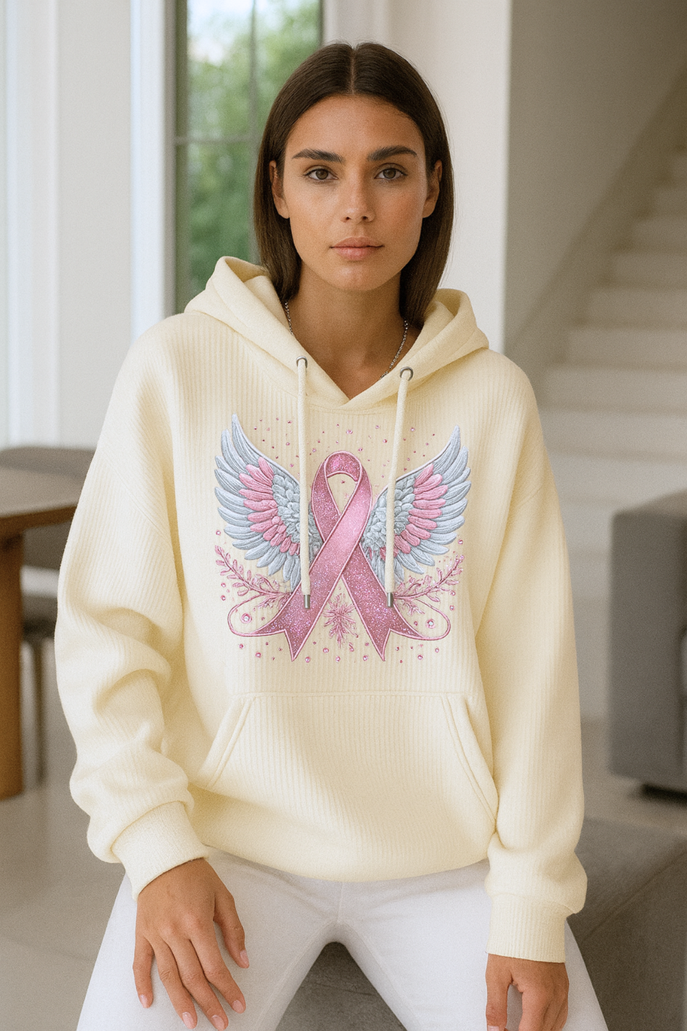Briana Breast Cancer Awareness Ribbon Sweater