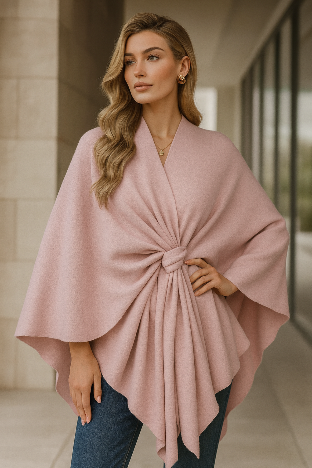 Yvonne Draped Knot Poncho