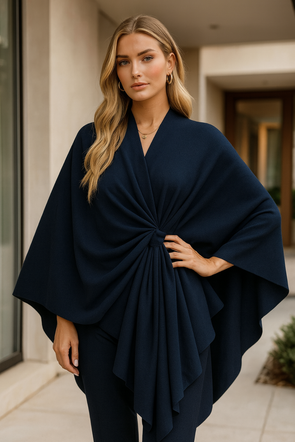 Yvonne Draped Knot Poncho