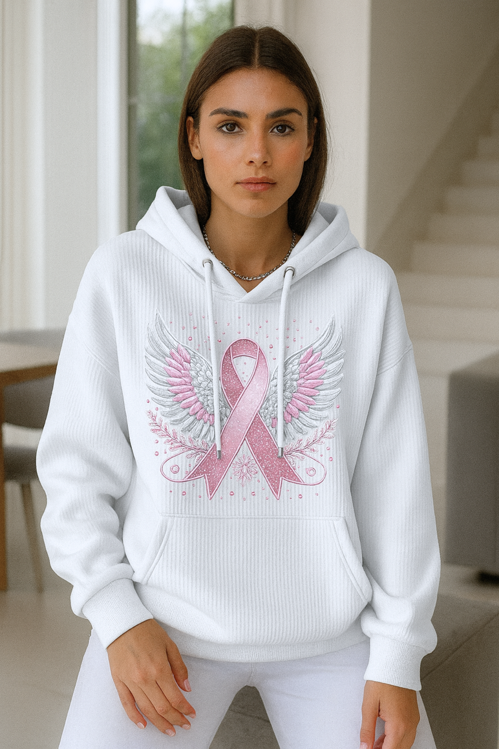 Briana Breast Cancer Awareness Ribbon Sweater