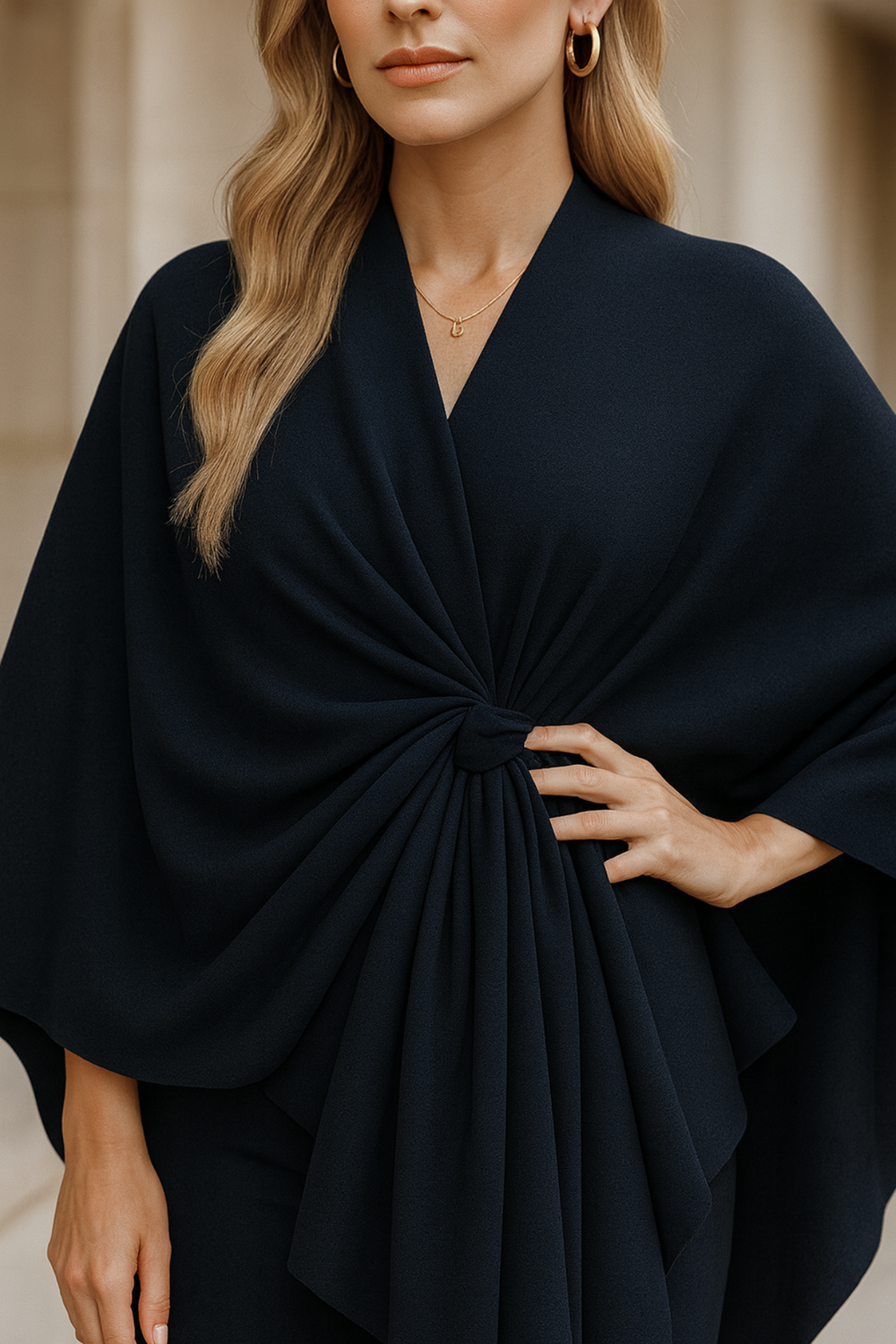 Yvonne Draped Knot Poncho