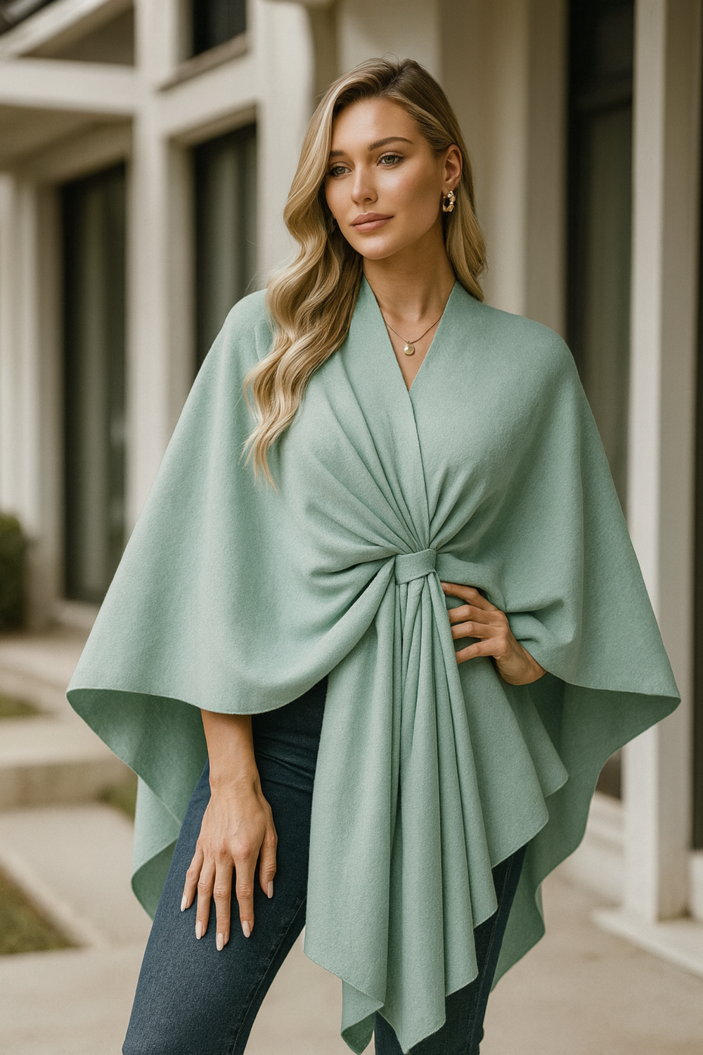 Yvonne Draped Knot Poncho