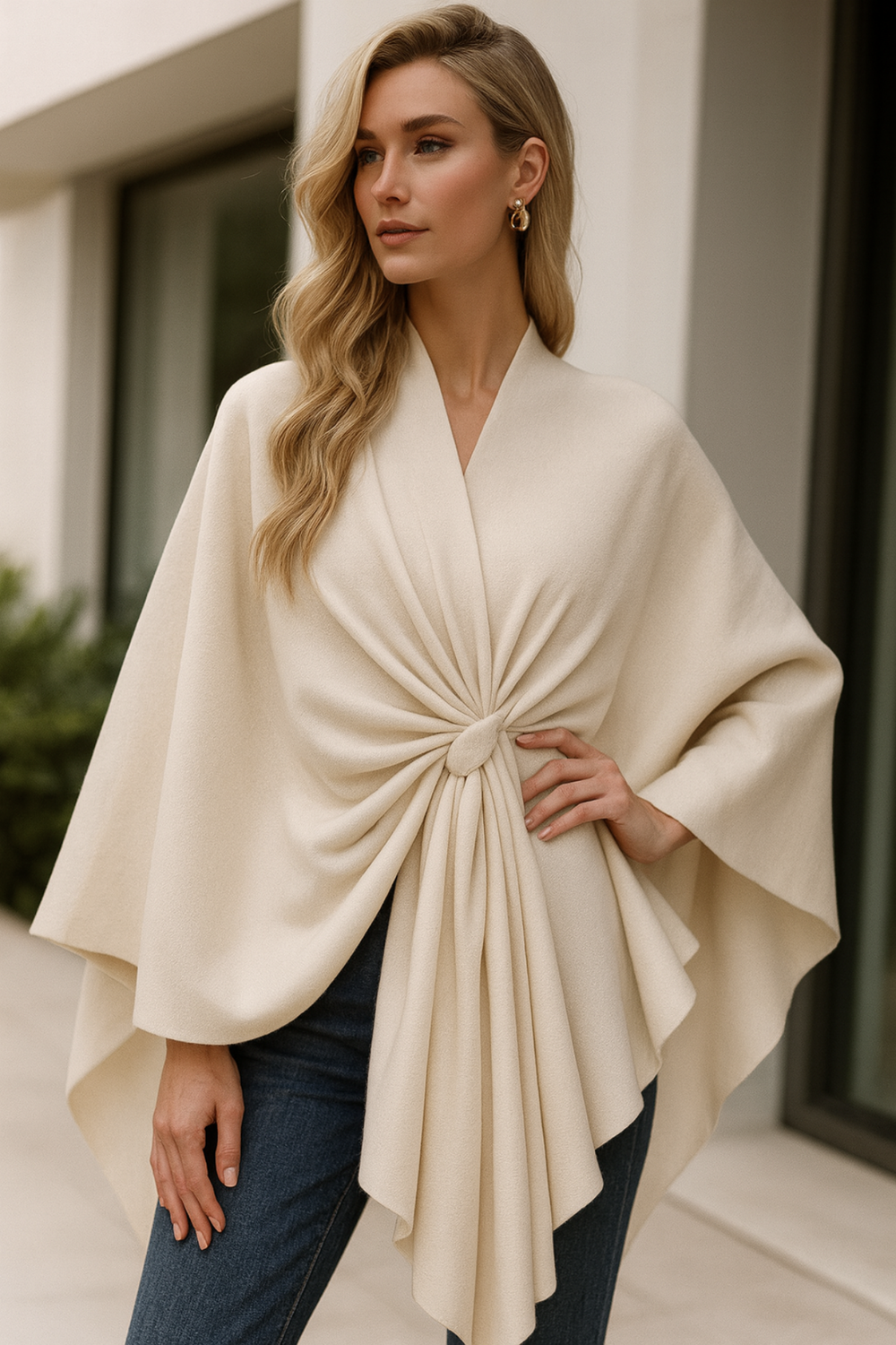 Yvonne Draped Knot Poncho
