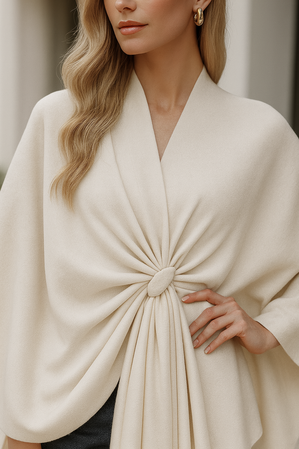 Yvonne Draped Knot Poncho