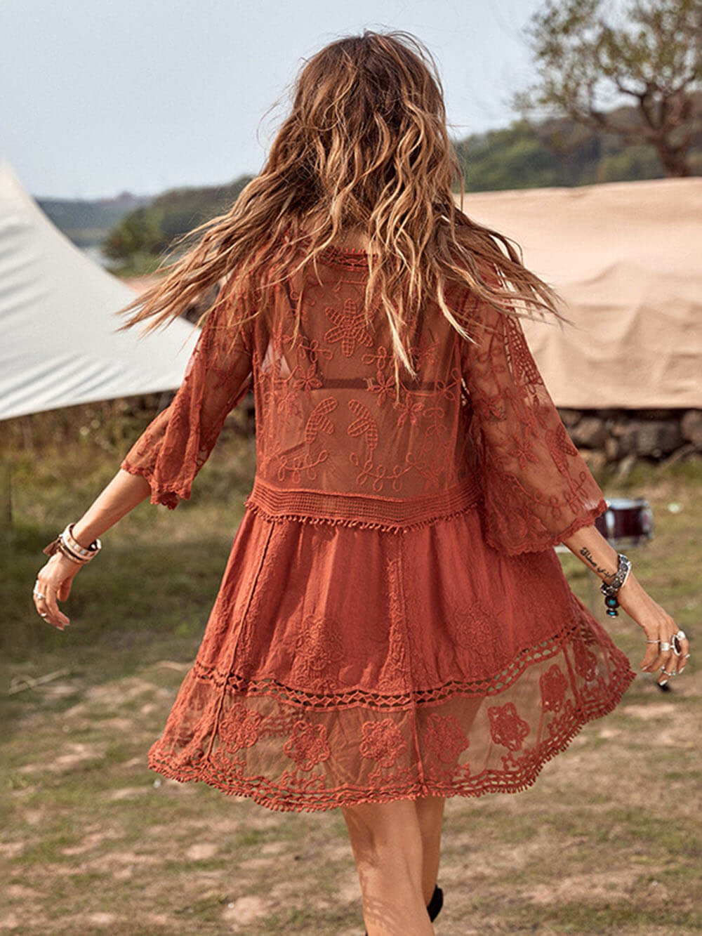 Marina Casual Lace Beach Dress Cover-Up