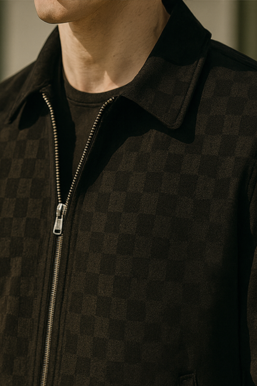 Nico Checkered Velour Suede Jacket