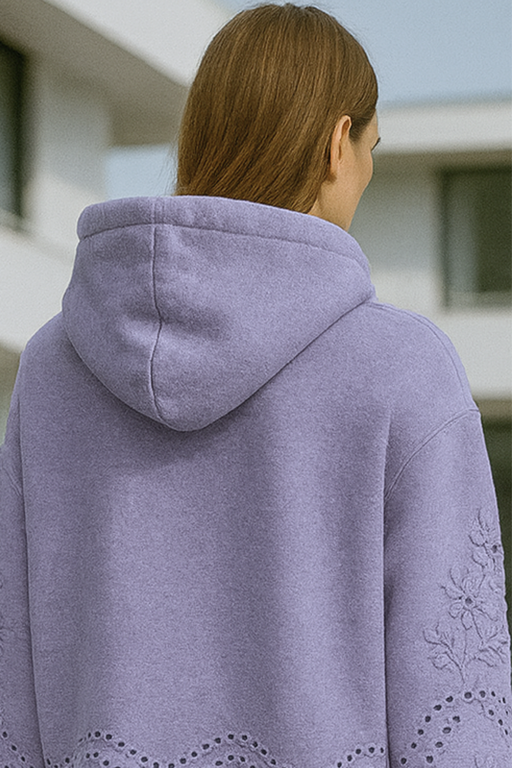 Lucia Lace-Trim Soft Knit Hoodie Jumper for Everyday