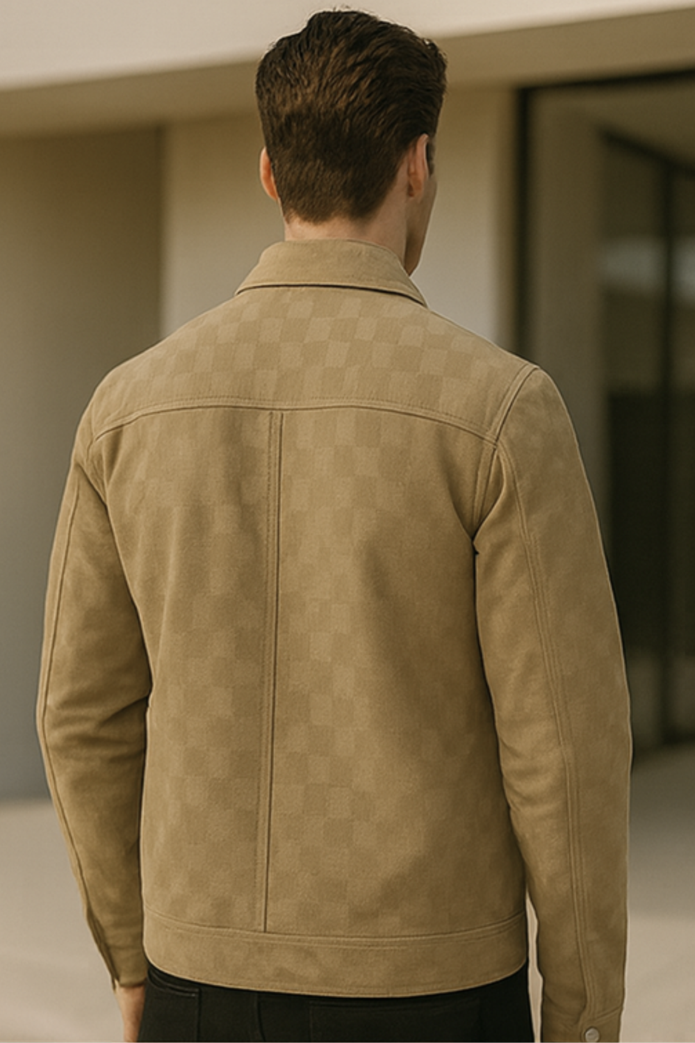 Nico Checkered Velour Suede Jacket