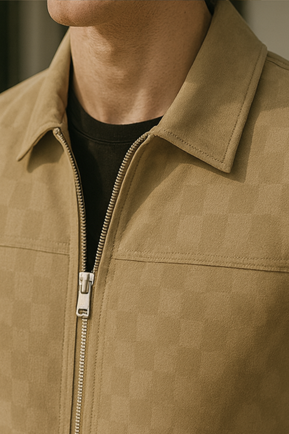 Nico Checkered Velour Suede Jacket