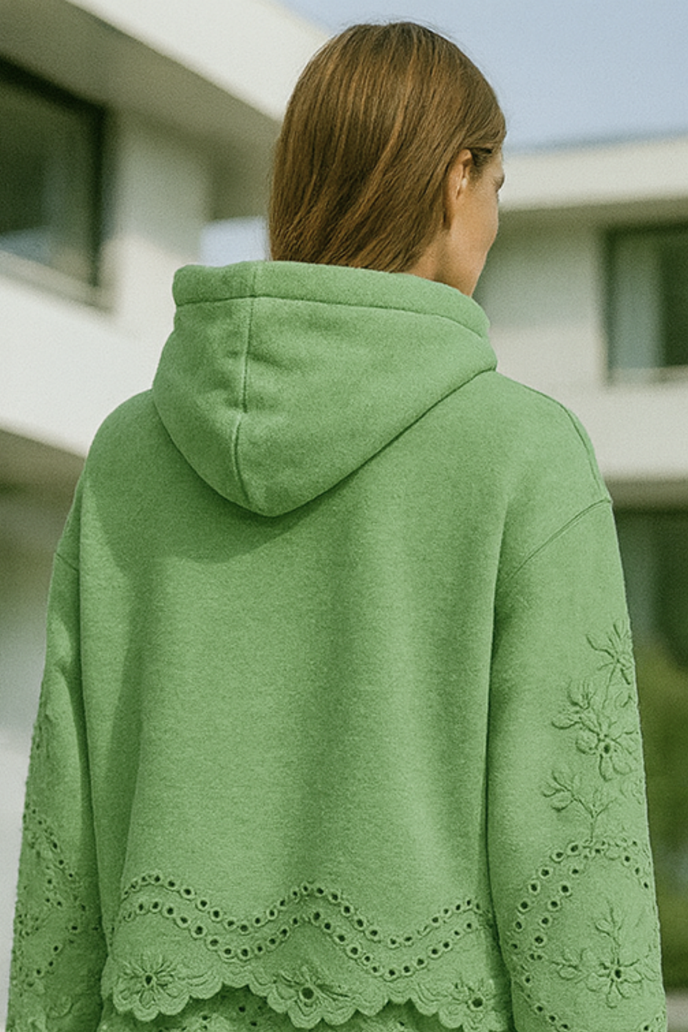 Lucia Lace-Trim Soft Knit Hoodie Jumper for Everyday