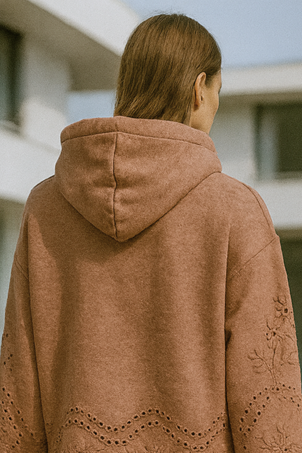 Lucia Lace-Trim Soft Knit Hoodie Jumper for Everyday