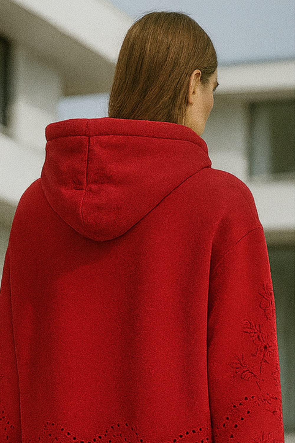 Lucia Lace-Trim Soft Knit Hoodie Jumper for Everyday