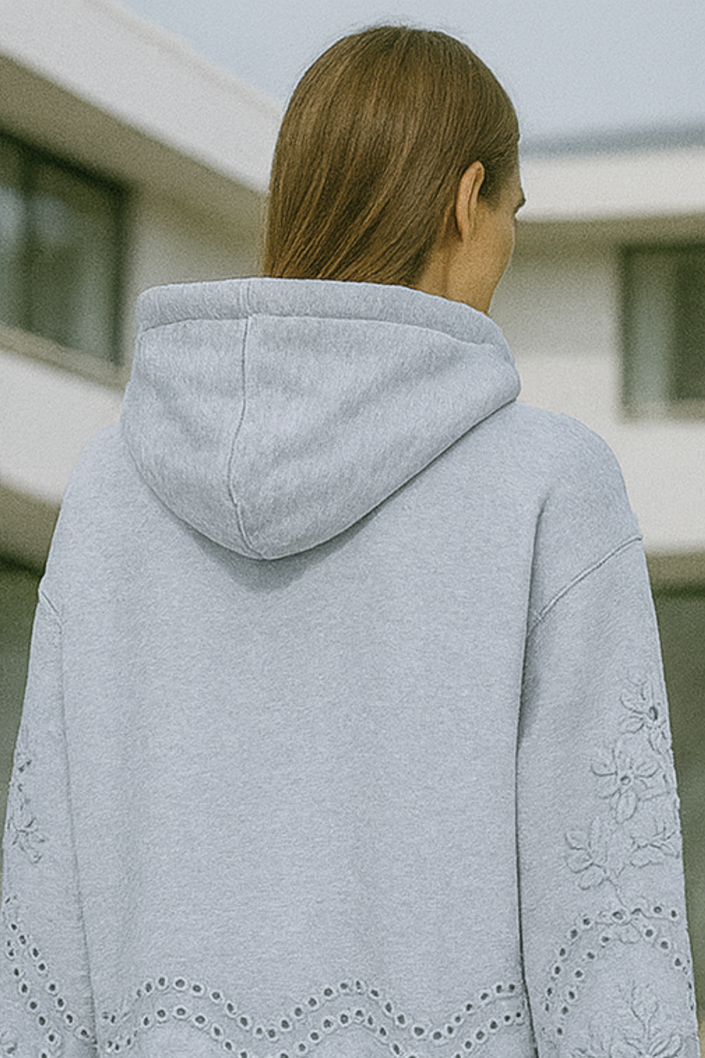 Lucia Lace-Trim Soft Knit Hoodie Jumper for Everyday
