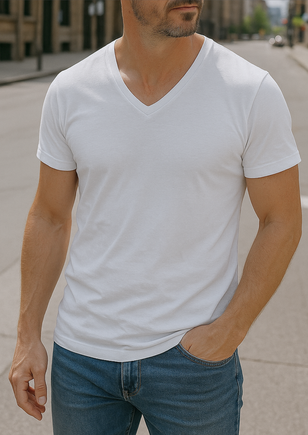 Jadrien Premium Soft Organic Cotton V-Neck T-Shirt - White