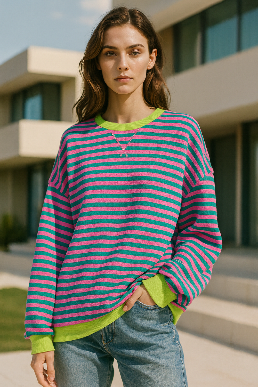 Dahlia Striped Cotton Sweater