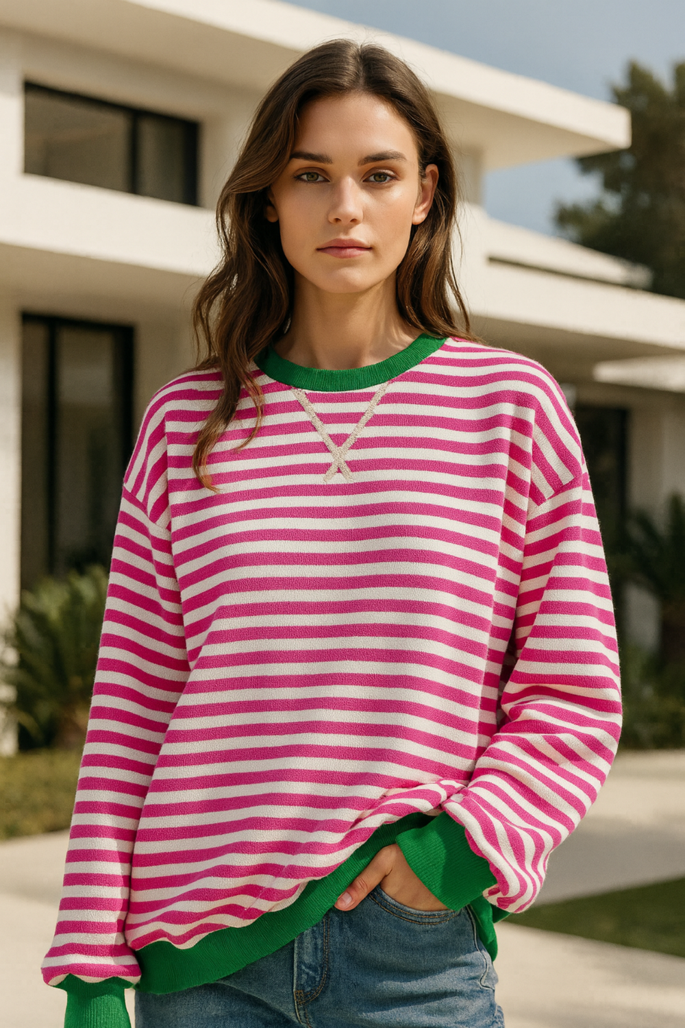 Dahlia Striped Cotton Sweater