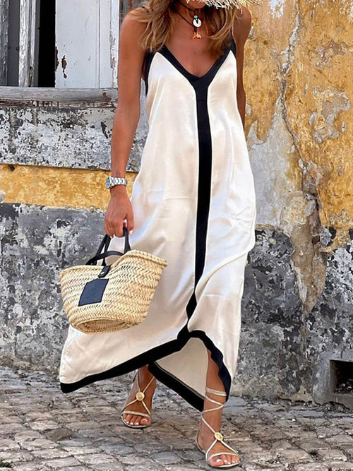 Colorblock Midi Dress with Adjustable Straps
