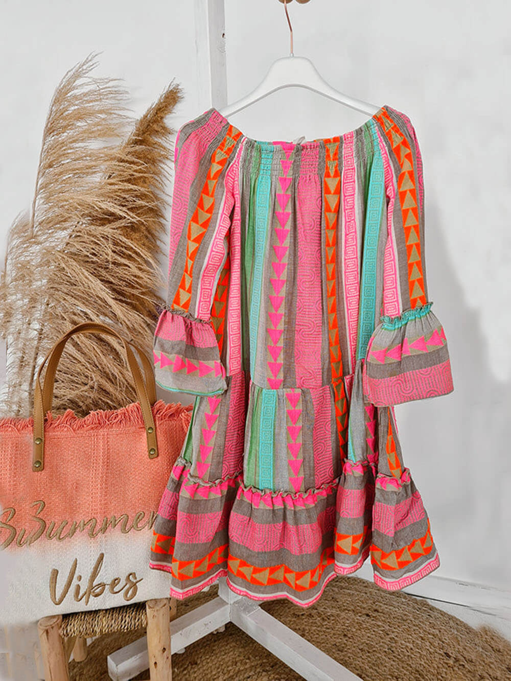 Joyce Boho Off-Shoulder Mini Dress