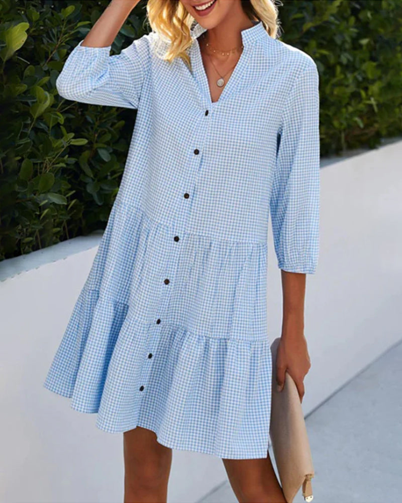 Bella Vichy Gingham Shirt Dress