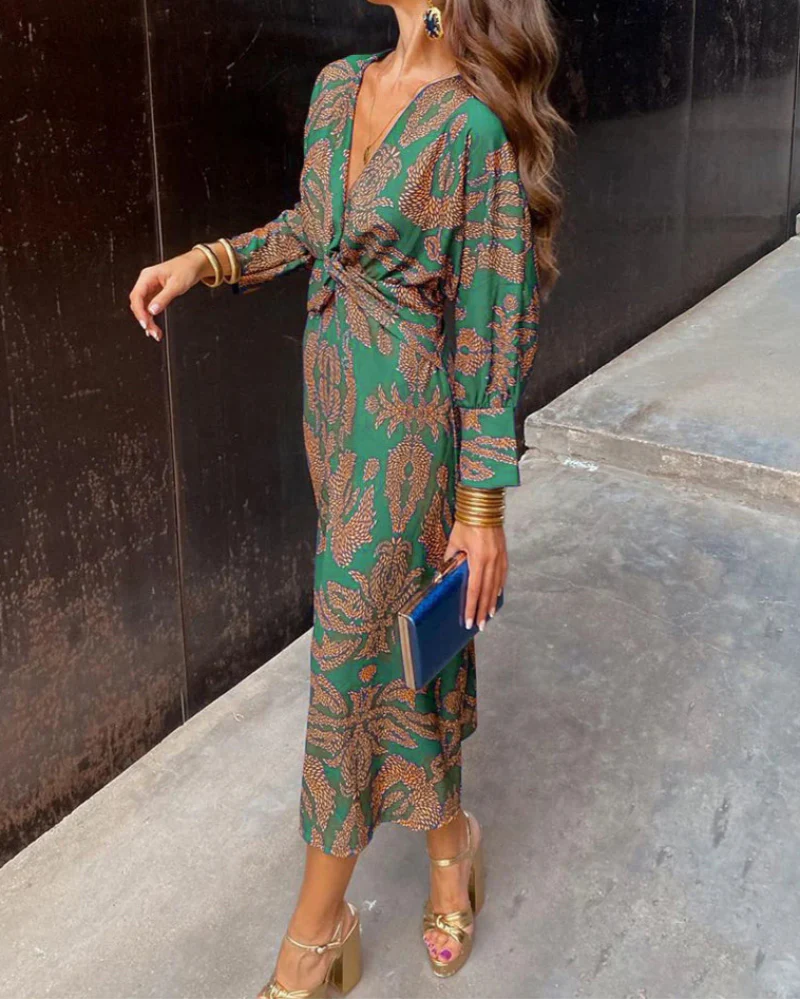 Brenda Long Sleeve Midi Party Dress