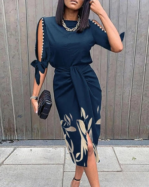 Selena Pearl Botanical Wrap Dress