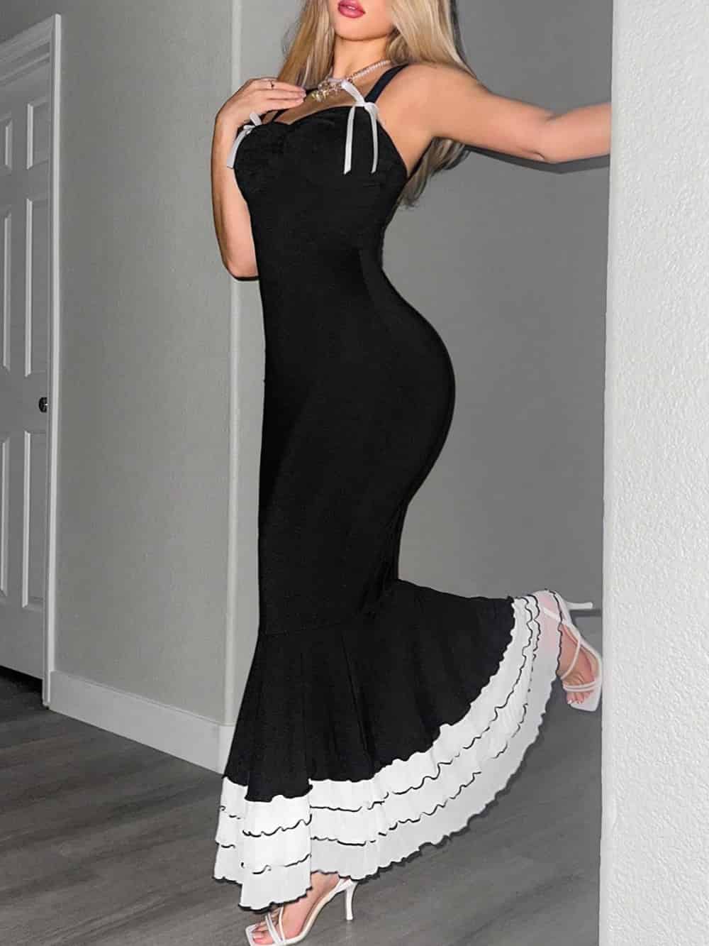 Vonne Sweetheart-Neck Bodycon Trumpet Maxi Dress