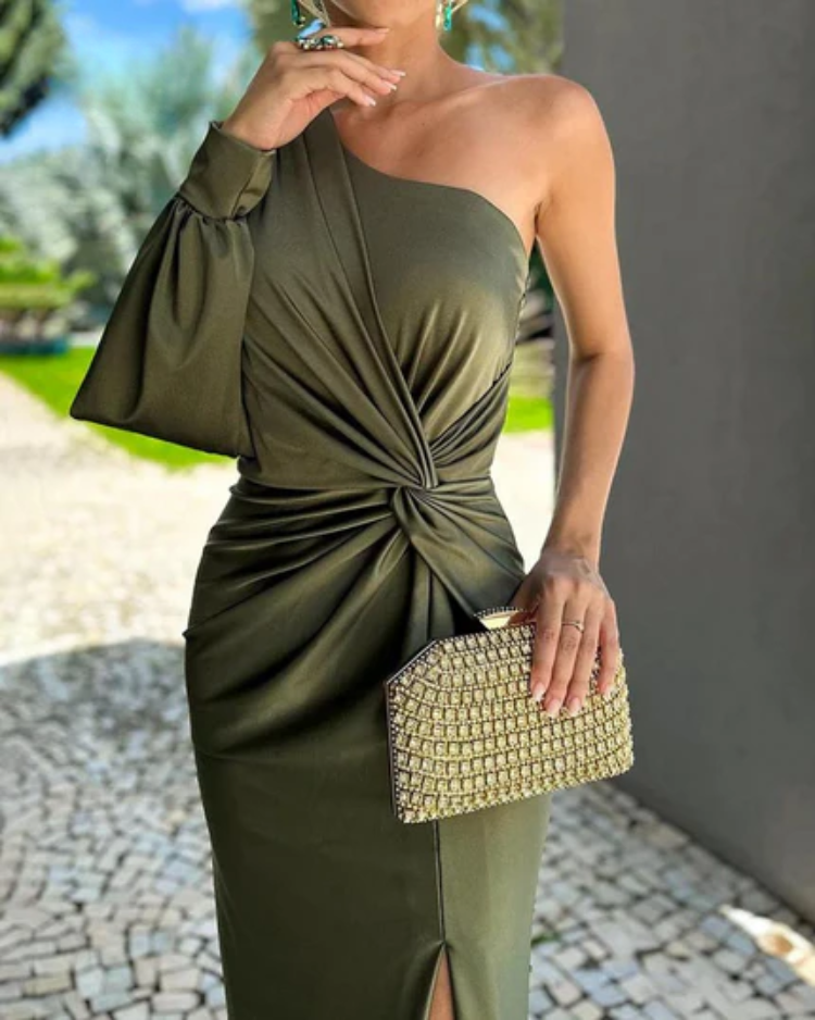 Ember Silky One-Shoulder Maxi Dress