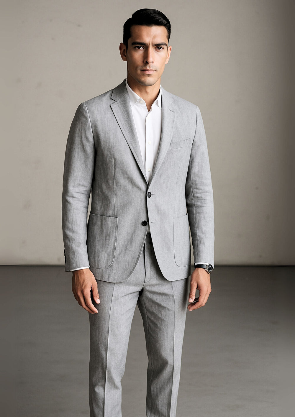 Zephyr Linen Two-Piece Set for Men in Grey