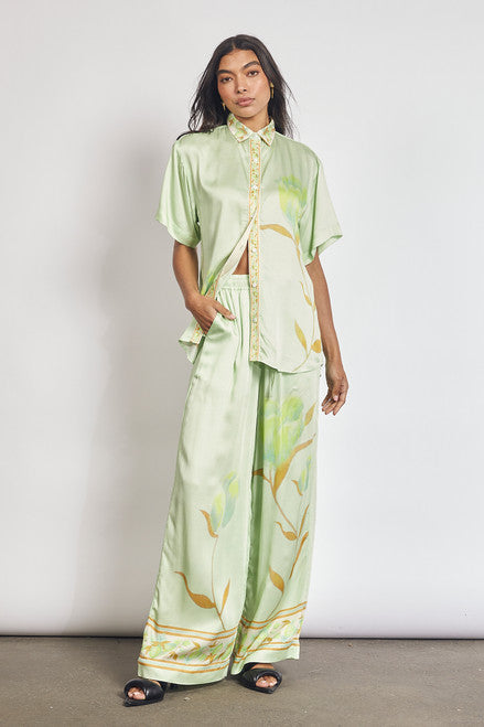 Niah Floral Shirt & Wide-Leg Pant Set
