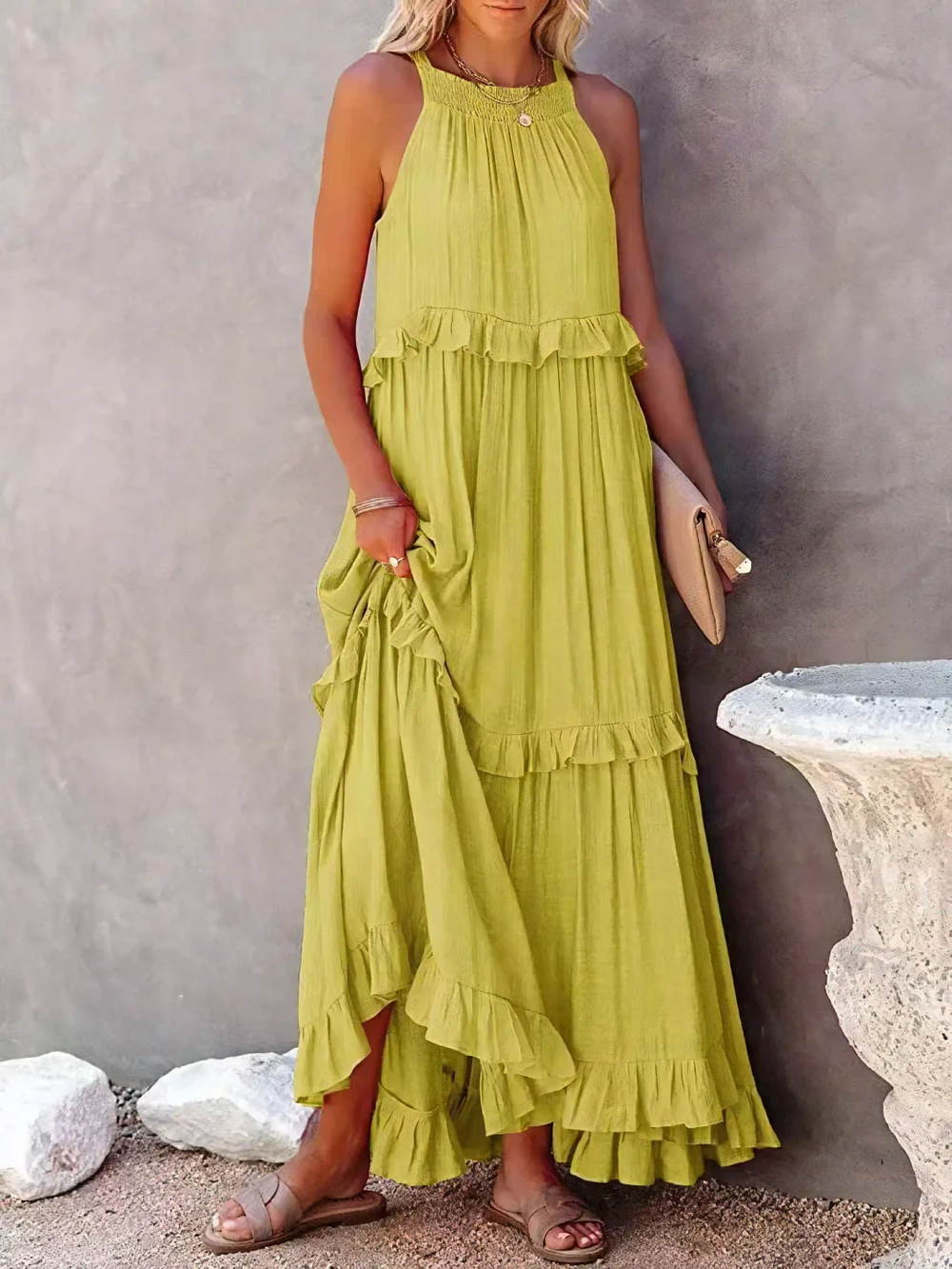 Vesa Ruffled Flowing Dress