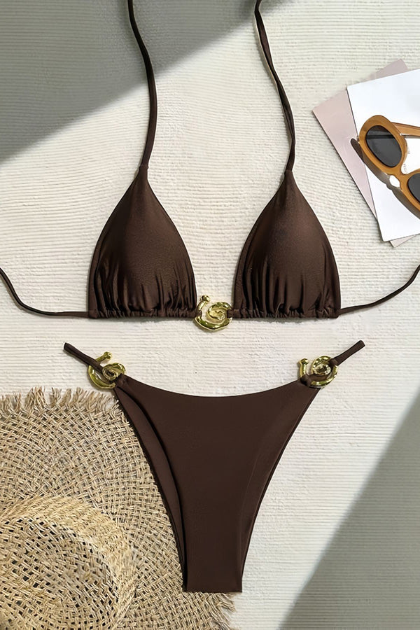 Bianca Triangle Bikini Set with Metal Hardware Detail