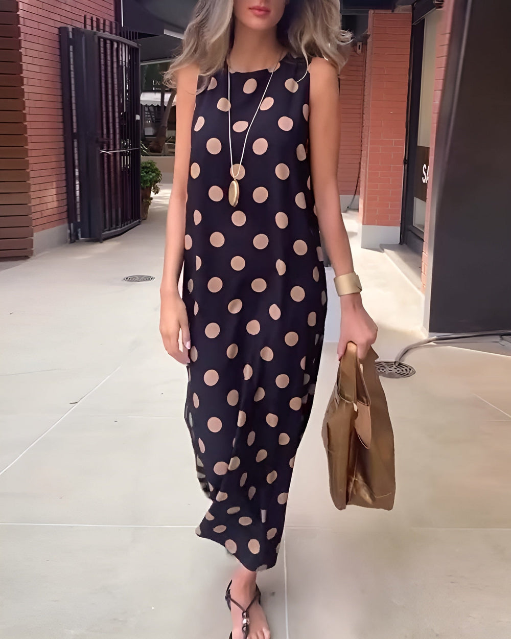 Roxane Polka Dot Maxi Slit Dress