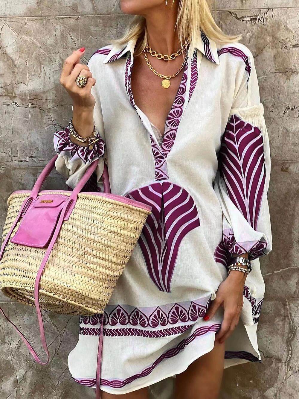 Einzigartiges Bedrucktes Vacation-Mini Dress im Simple Stil