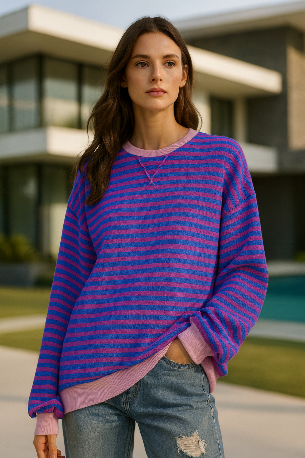 Dahlia Striped Cotton Sweater