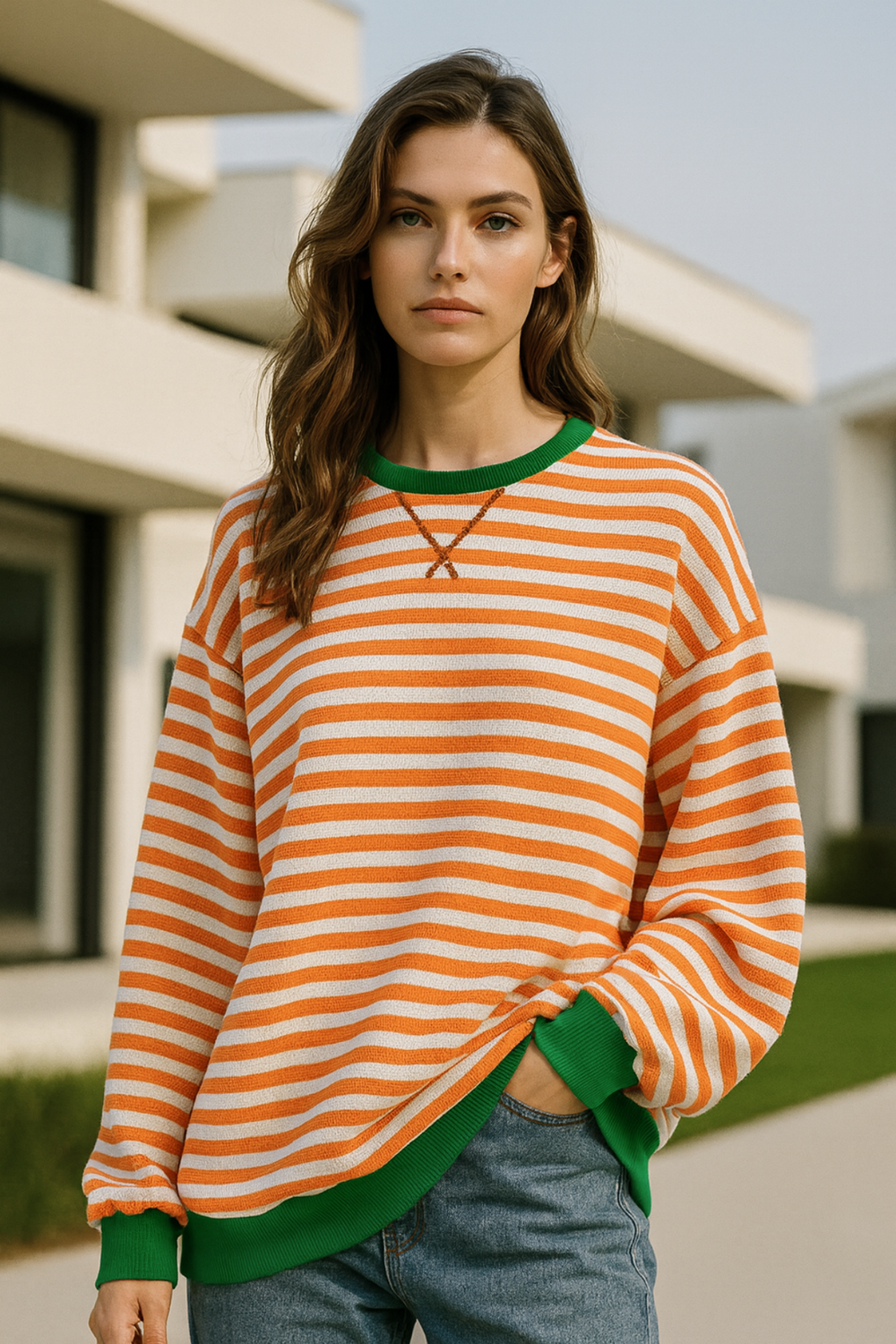 Dahlia Striped Cotton Sweater