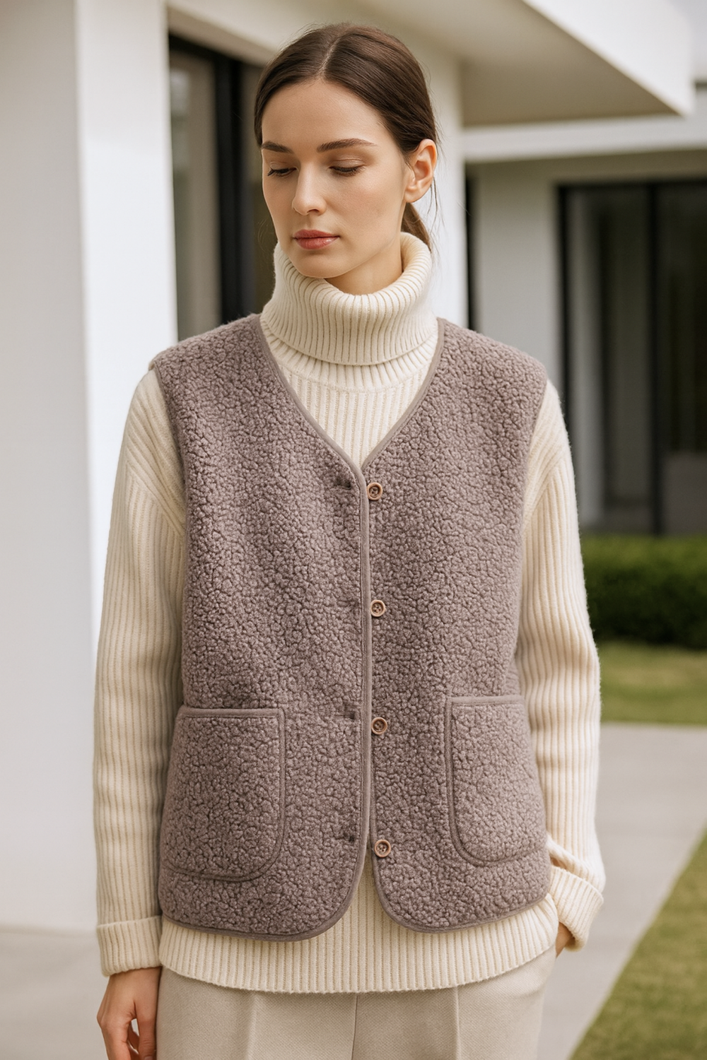 Roswell Soft Wool Front-Button Cardigan Stylish Sweater