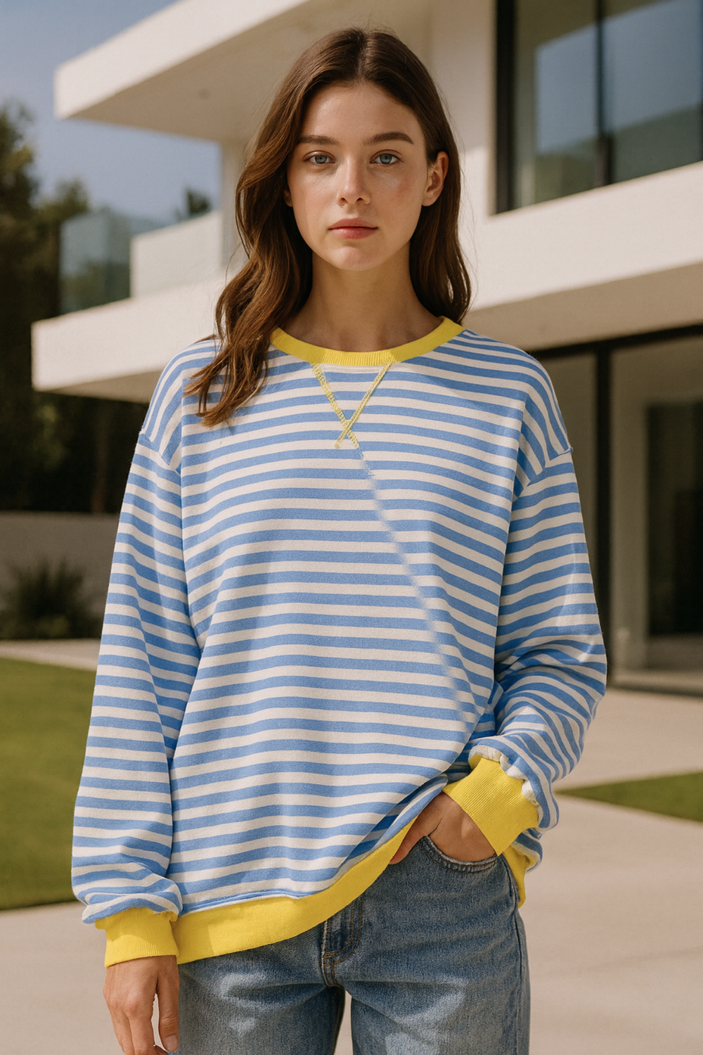 Dahlia Striped Cotton Sweater