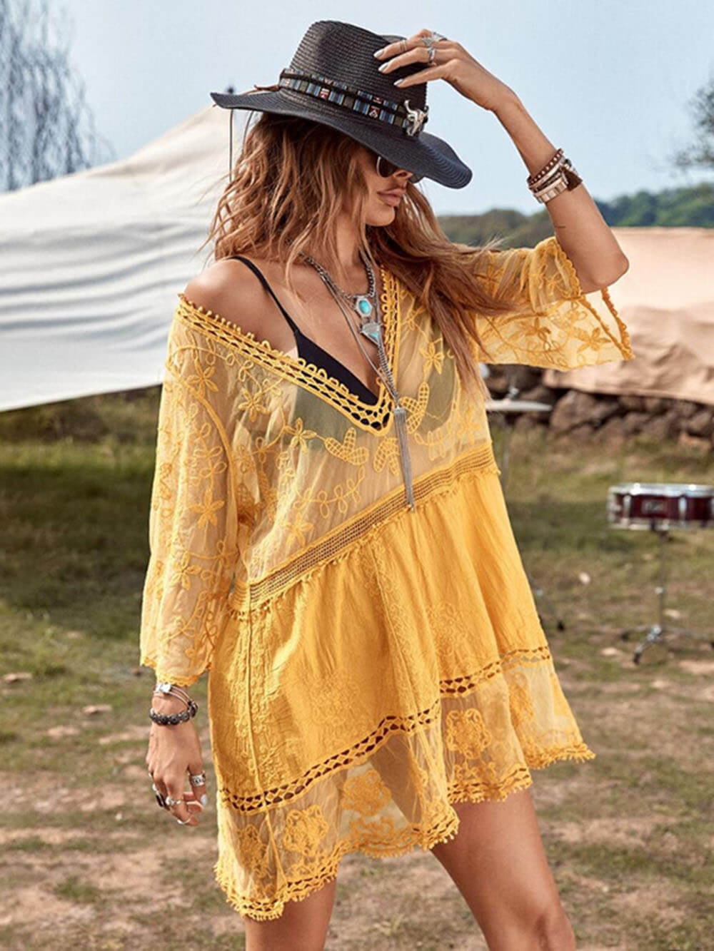 Marina Casual Lace Beach Dress Cover-Up