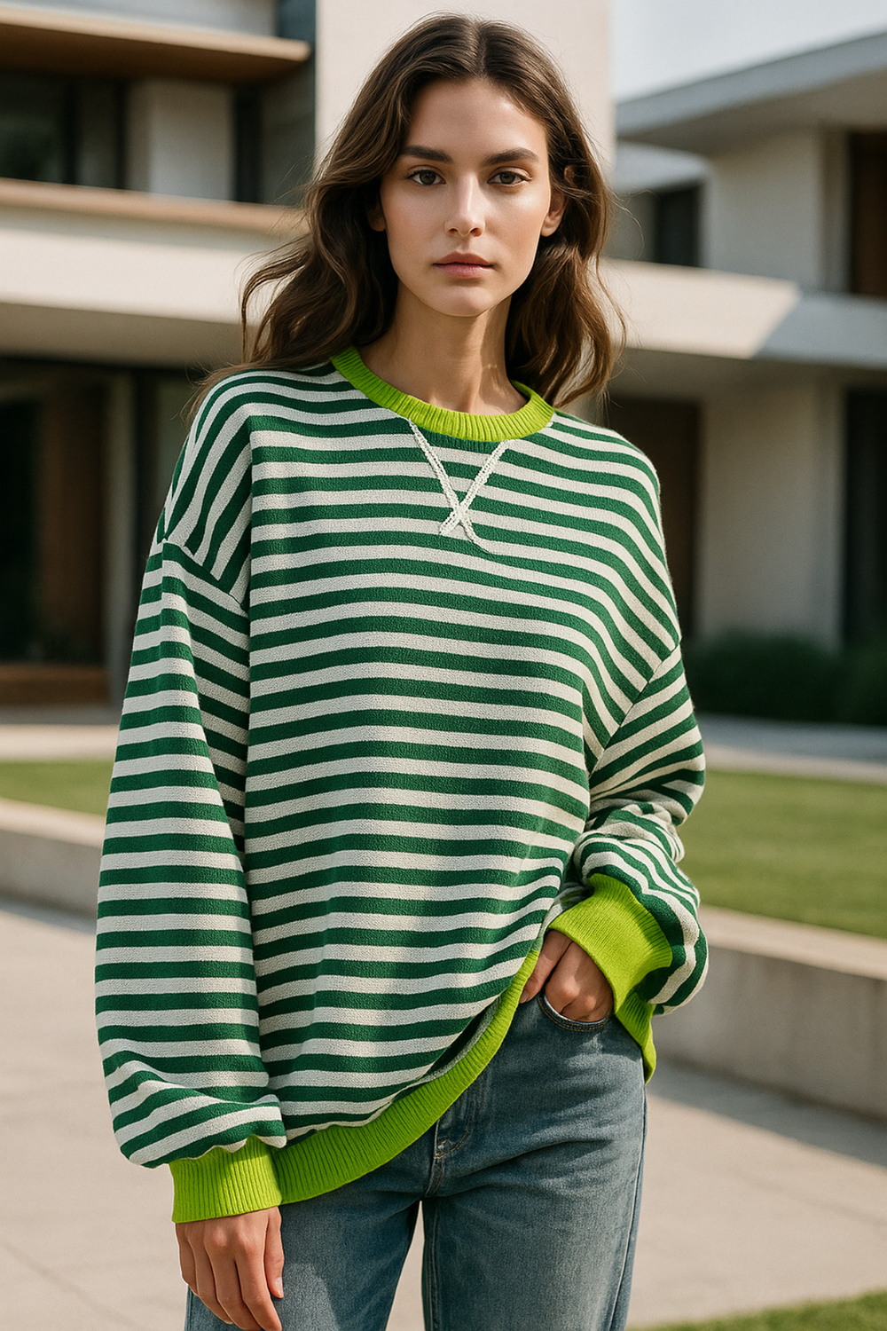 Dahlia Striped Cotton Sweater