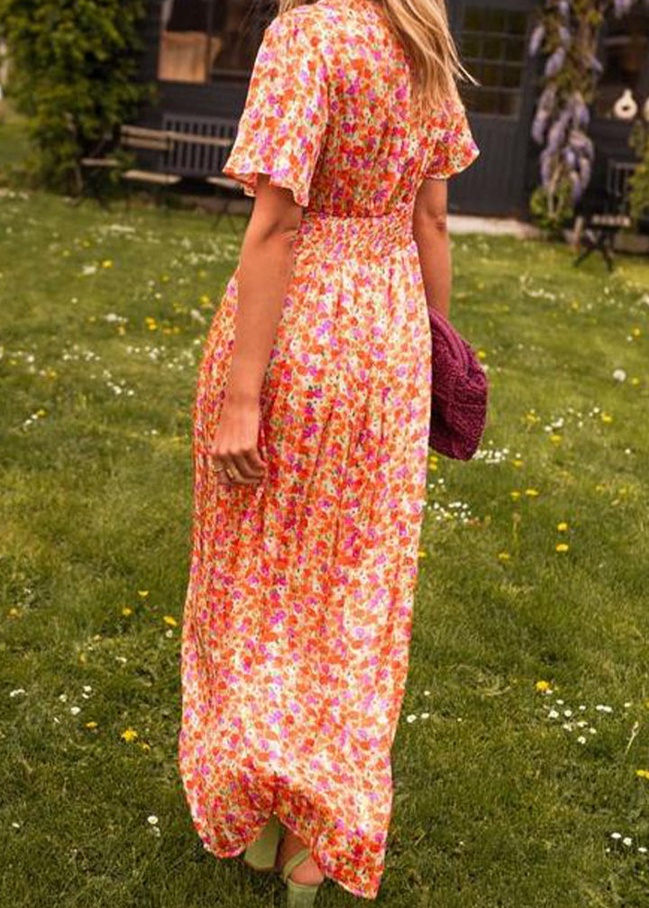 Sandie Fitted Floral Spring Dress with Flowing Skirt