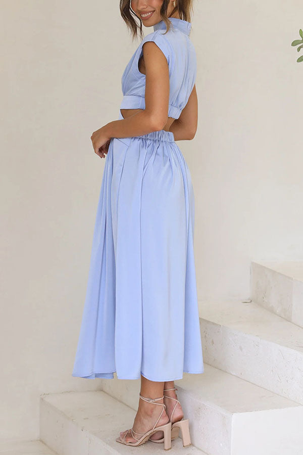 Quincy Cutout Midi Dress with Side Pockets for Summer