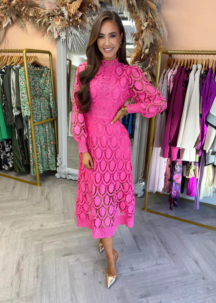 Lilian Flattering Lace Maxi Dress for Special Occasions