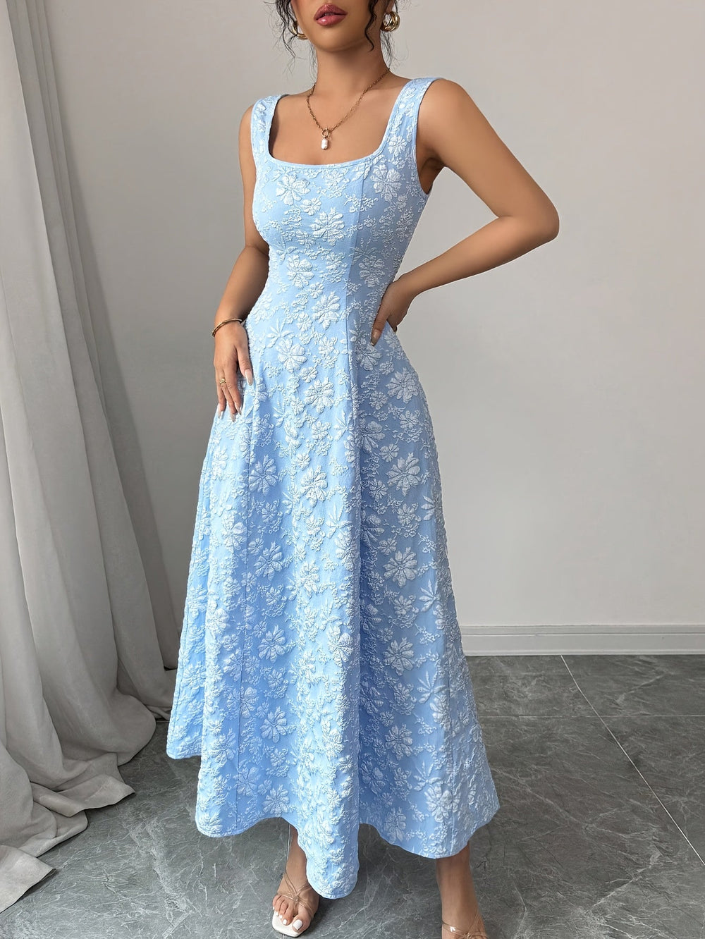 Elowen Bloom Square-Neck Dress