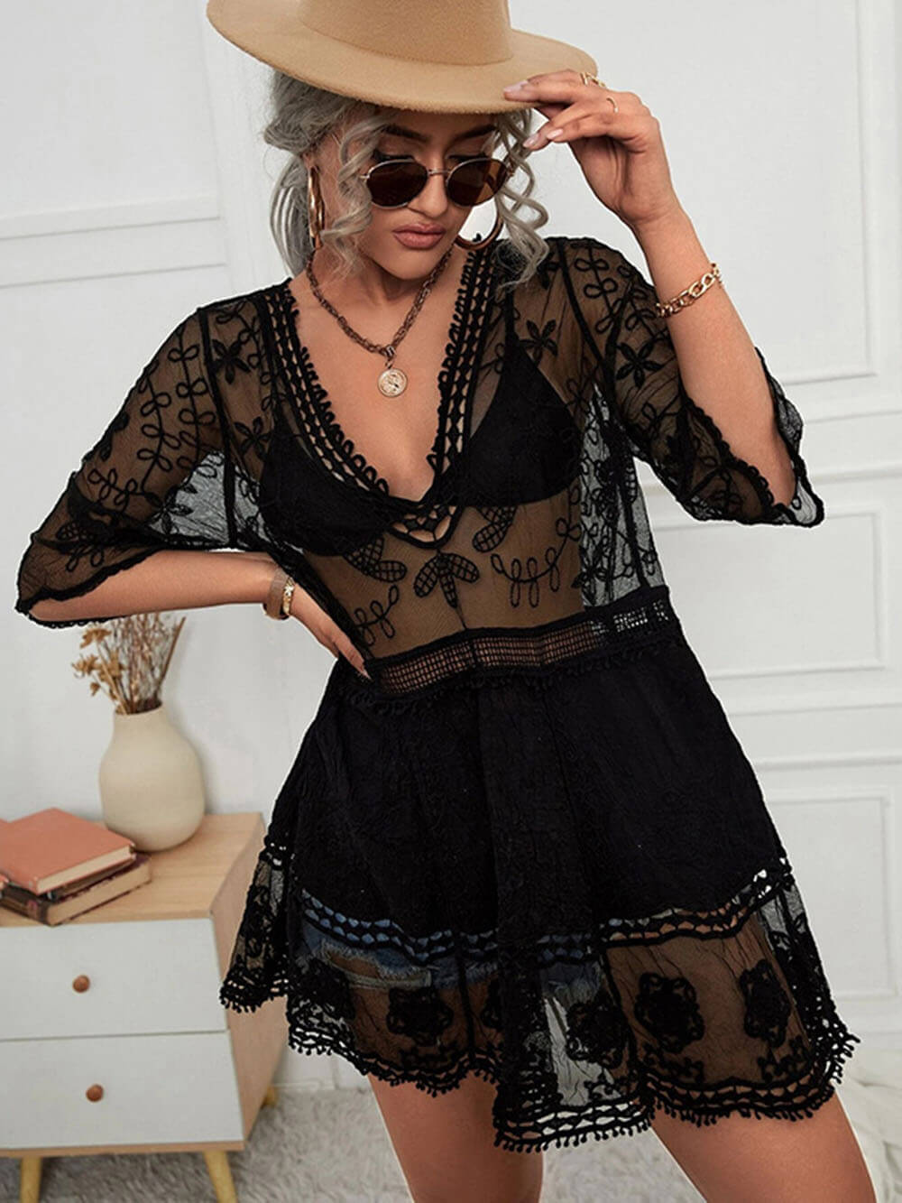 Marina Casual Lace Beach Dress Cover-Up