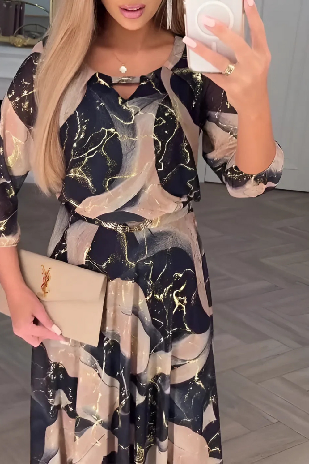 Mariska Lightweight Chiffon Midi Dress in Black or Beige